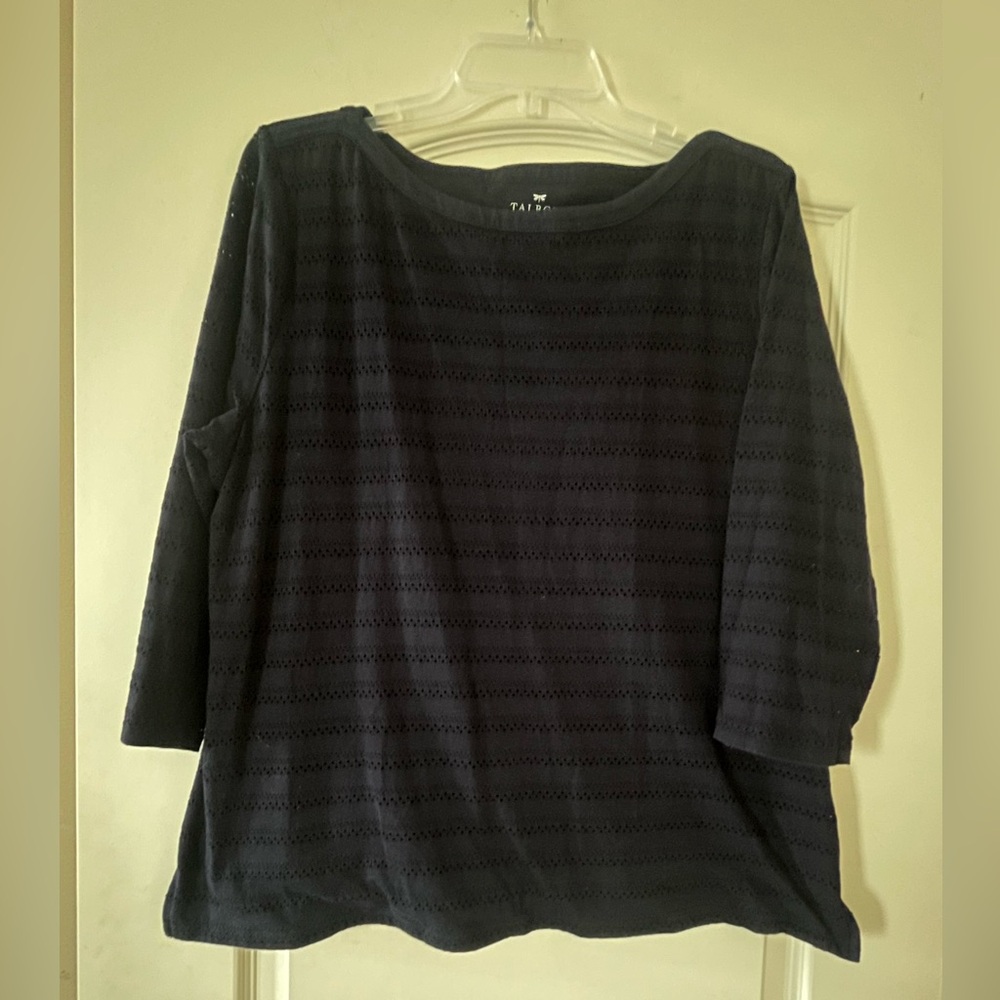 Talbots Women's Navy Blouse Lined 3/4 Sleeve with Button Cuff Detail Sz XL - Picture 9 of 14